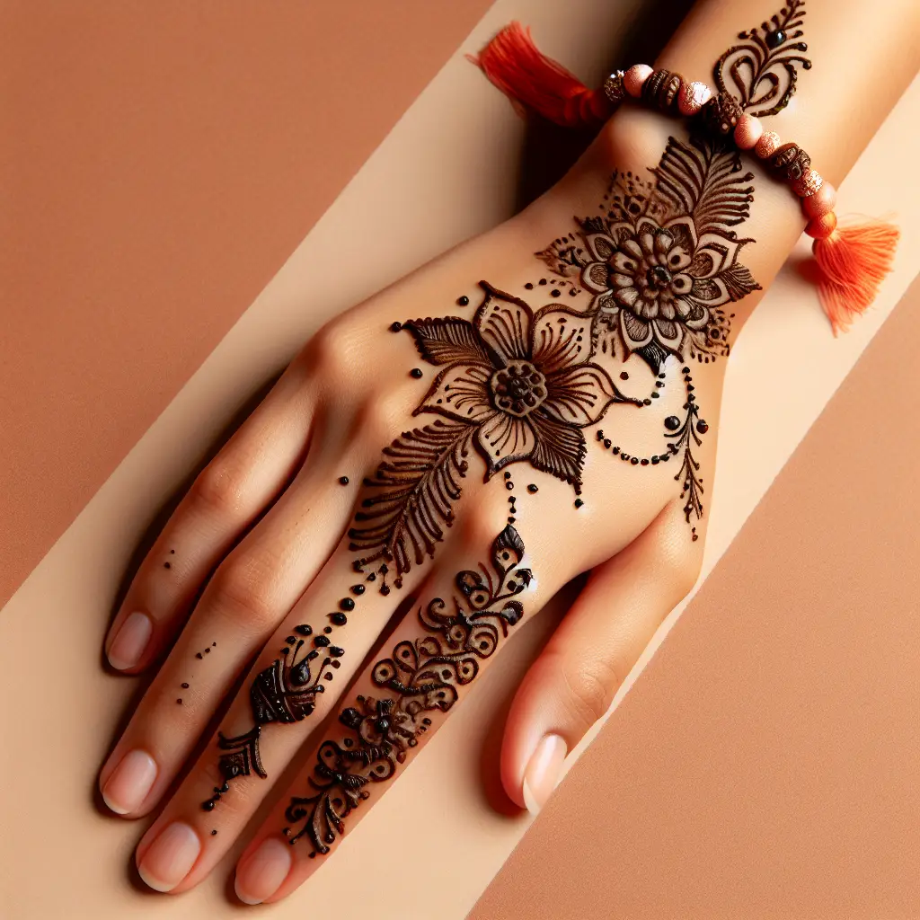 Back Hand Floral Mehndi Design 