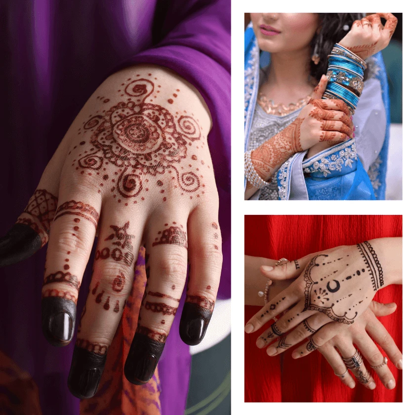 Colorful Mehndi with some circle patterns