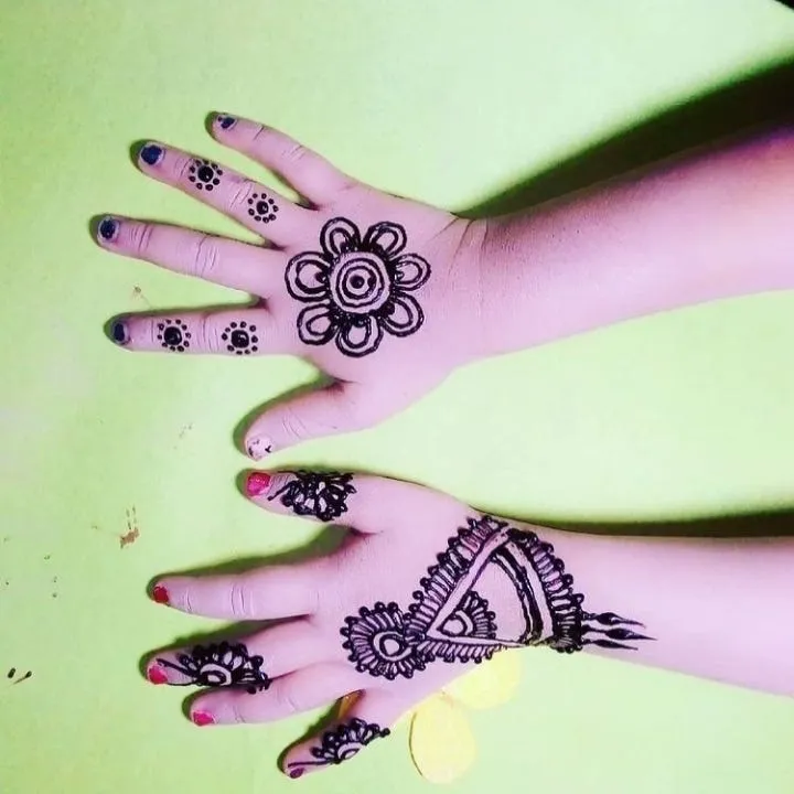 Dots and Leaves Mehendi Design for Kids