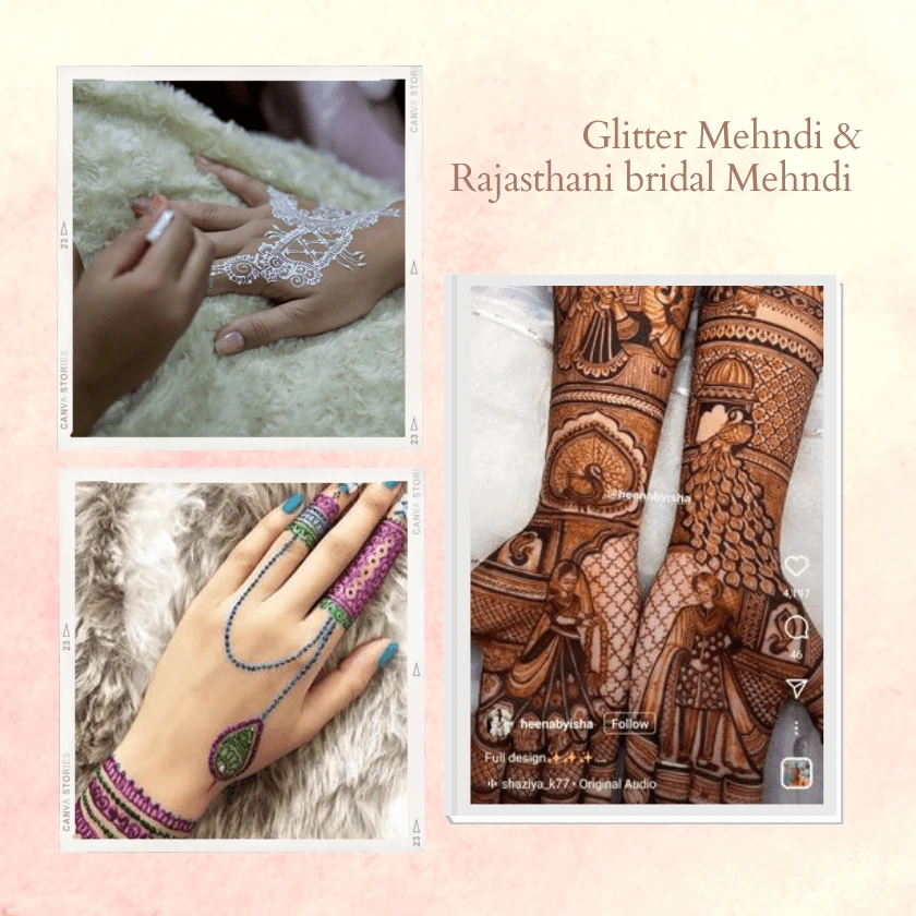 Glitter Mehndi & Rajasthani bridal Mehndi