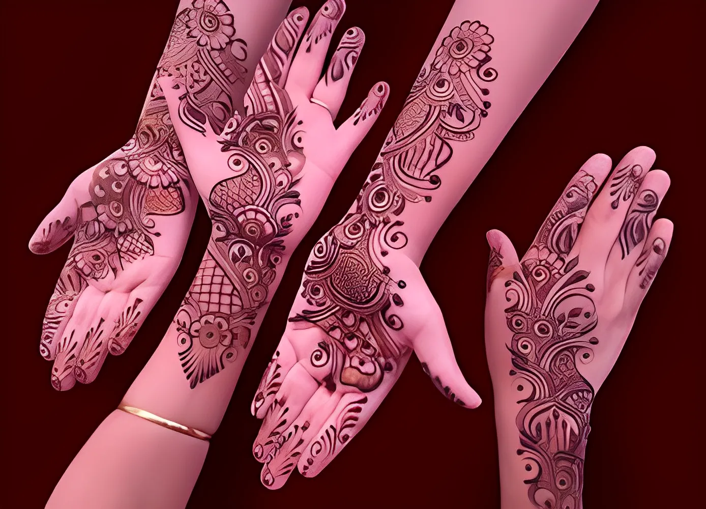 Indian Brides with mehndi design on front hand