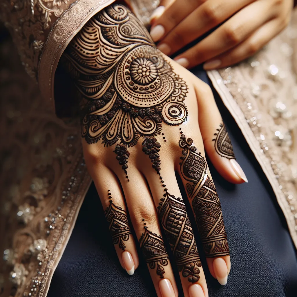 Indo Arabic mehndi design for Raksha Bandhan on Back hand