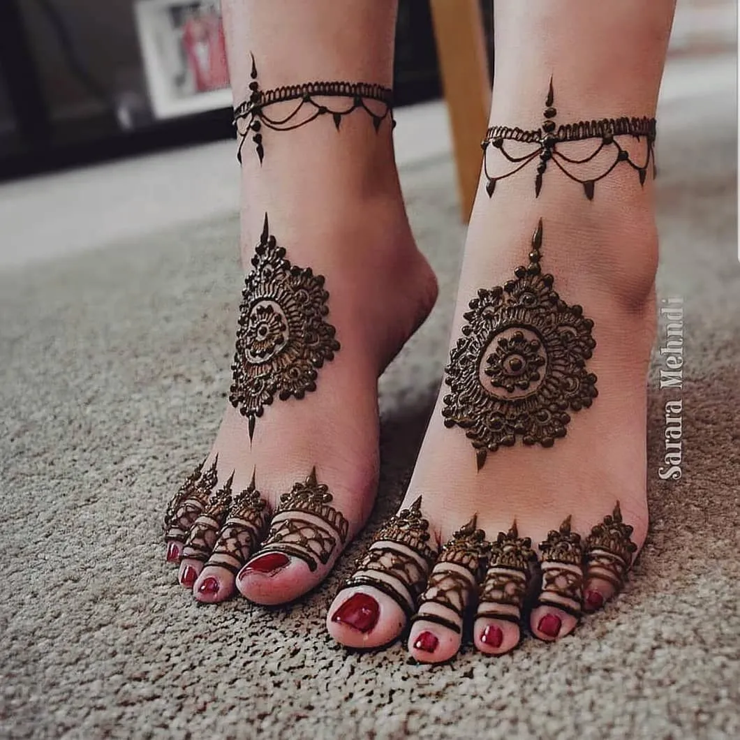 Rose Mandala Leg Mehndi Design