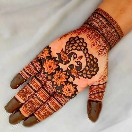 Royal Half Hand Mehndi Design with floral design