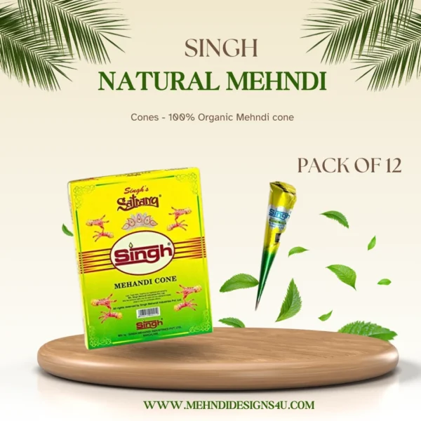 SINGH Natural Mehandi Cones - 100% Organic Mehendi cone Pack of 12