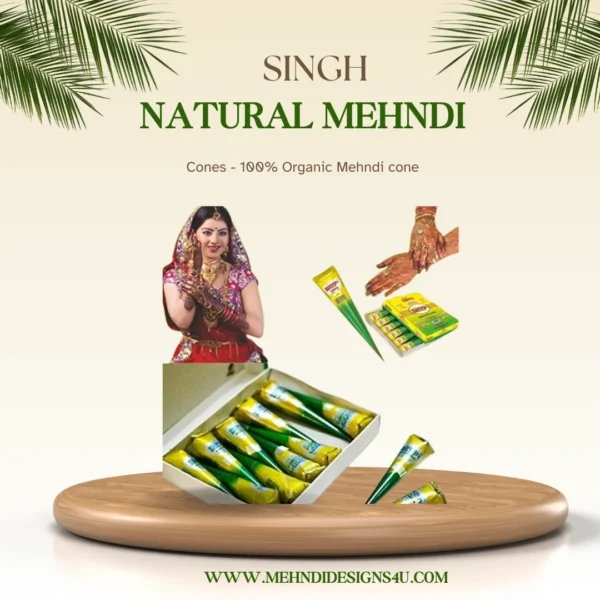 SINGH Natural Mehandi Cones - 100% Organic Mehndi cone Pack of 12