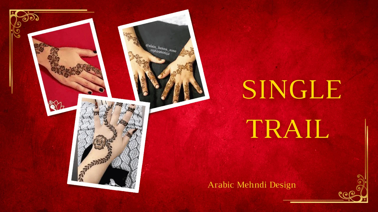 Single trail Mehndi Design on Back and Front Hand