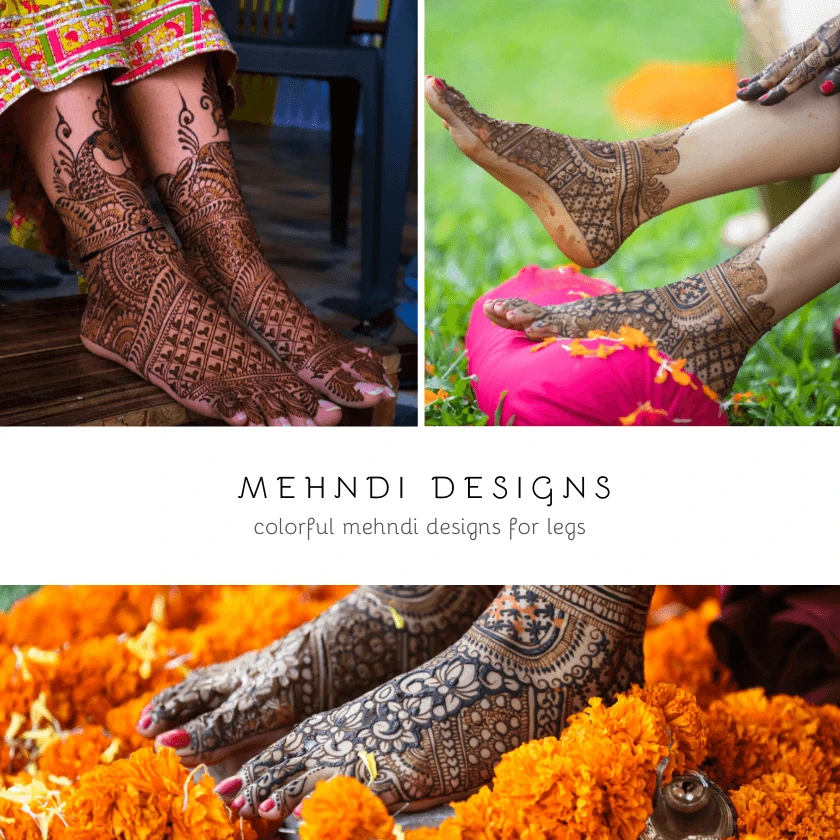 colorful mehndi designs for legs
