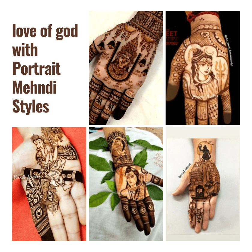 love of god with Portrait Mehndi Styles
