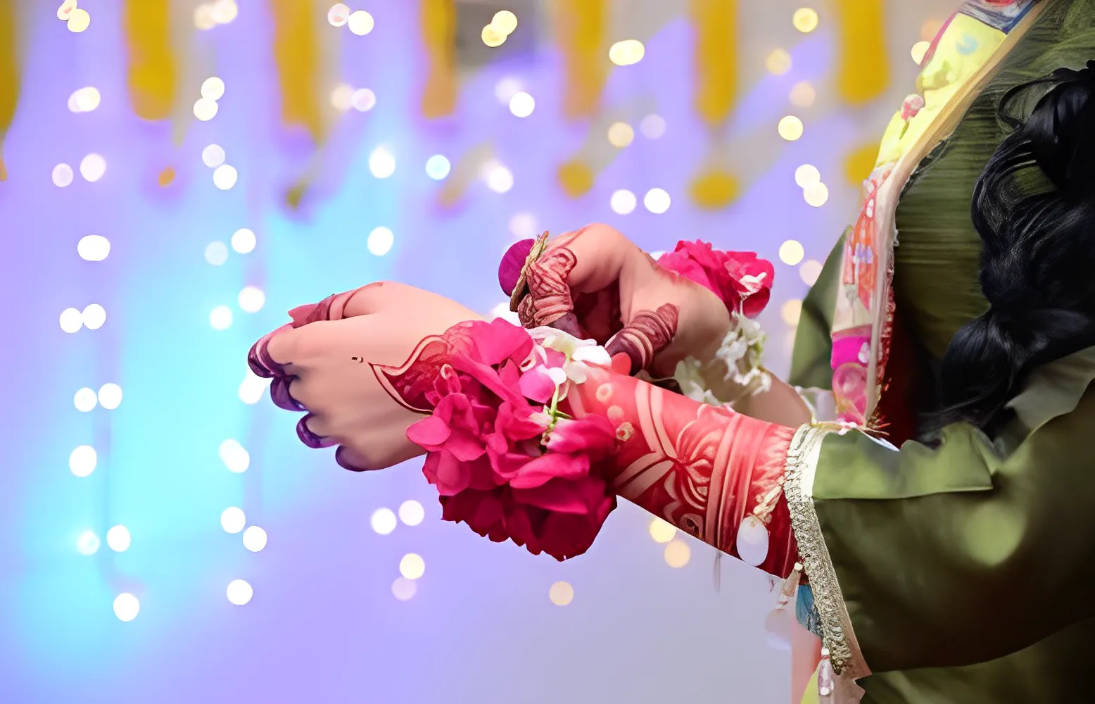 pakistani bride wearing bangle on her hand and having beautiful mehndi design