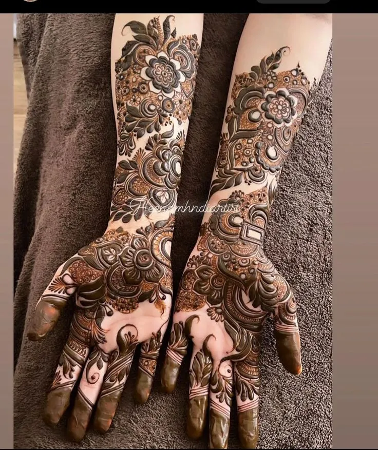 royal full hand mehndi Design